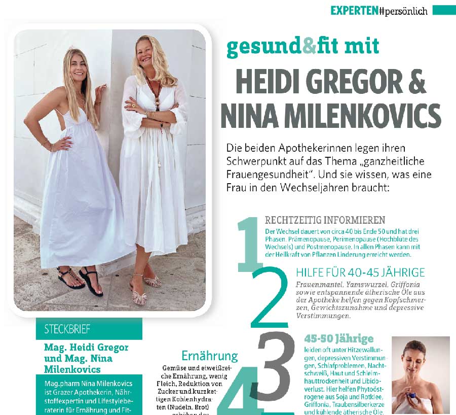Artikel über die neue Wechsel-Serie von Heidi Gregor und Nina Milenkovics